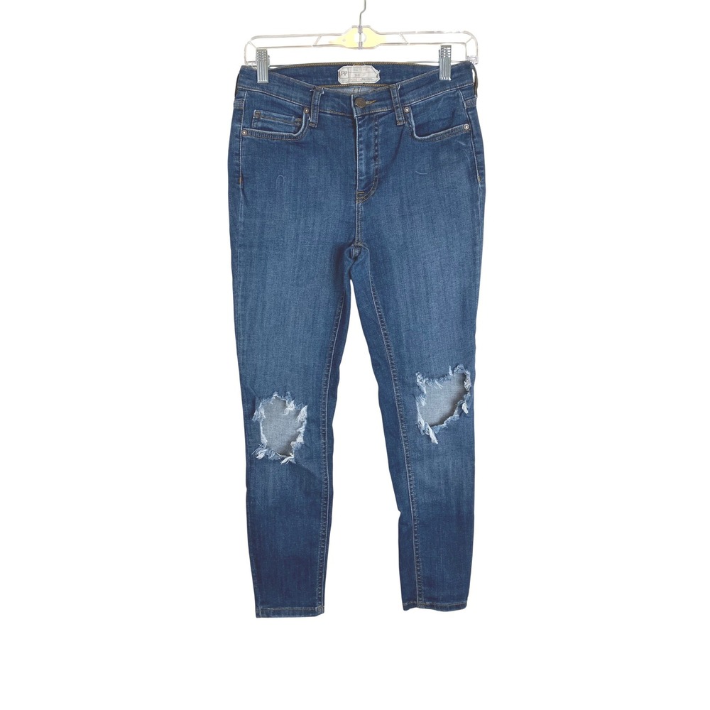 Free People Cropped Skinny Distressed Stretch Denim Blue Women's‎ Size 27 Boho